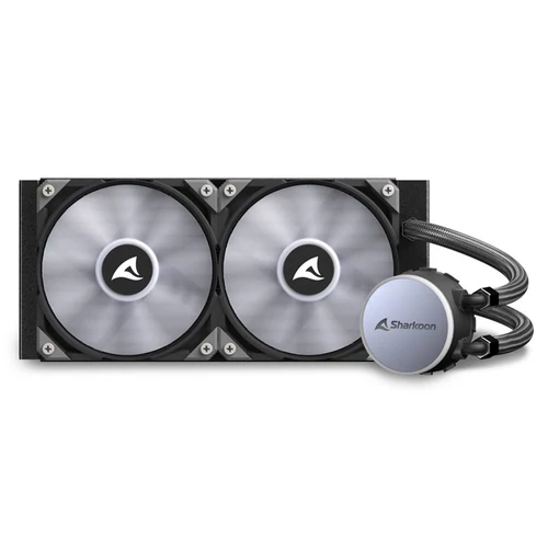 Sharkoon CPU Water Cooler - S70 RGB AIO 240mm (max. 35 dB (A); max. 131.93 m3/h; 2x12cm, A-RGB LED)