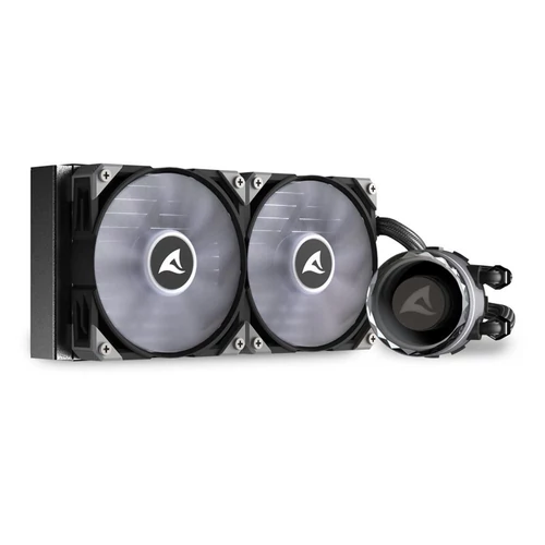Sharkoon CPU Water Cooler - S80 RGB AIO 240mm (max. 35 dB (A); max. 131.93 m3/h; 2x12cm, A-RGB LED, fekete)