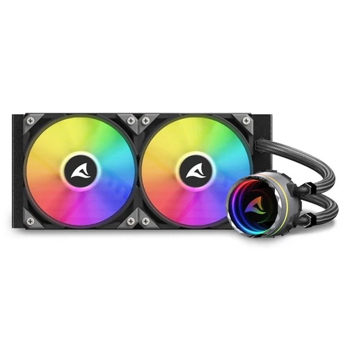 Sharkoon CPU Water Cooler - S80 RGB AIO 240mm (max. 35 dB (A); max. 131.93 m3/h; 2x12cm, A-RGB LED, fekete)