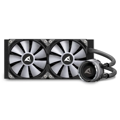 Sharkoon CPU Water Cooler - S80 RGB AIO 240mm (max. 35 dB (A); max. 131.93 m3/h; 2x12cm, A-RGB LED, fekete)