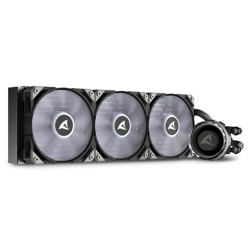 Sharkoon CPU Water Cooler - S90 RGB AIO 360 mm (max. 35 dB (A); max. 131.93 m3/h; 3x12cm, A-RGB LED, fekete)
