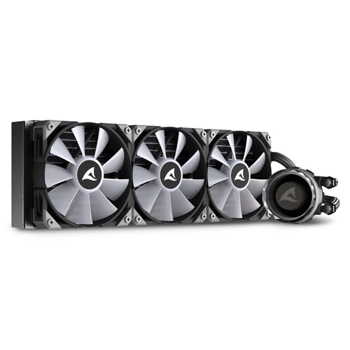 Sharkoon CPU Water Cooler - S90 RGB AIO 360 mm (max. 35 dB (A); max. 131.93 m3/h; 3x12cm, A-RGB LED, fekete)