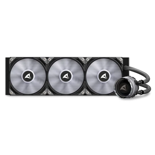 Sharkoon CPU Water Cooler - S90 RGB AIO 360 mm (max. 35 dB (A); max. 131.93 m3/h; 3x12cm, A-RGB LED, fekete)