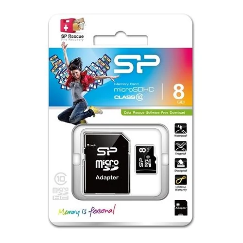 Silicon Power 8GB microSDHC Class10 + SD adapterrel