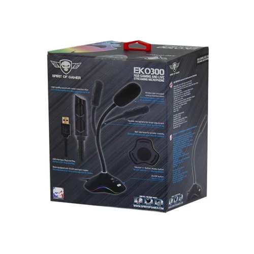 Spirit of Gamer EKO 300 RGB fekete USB mikrofon