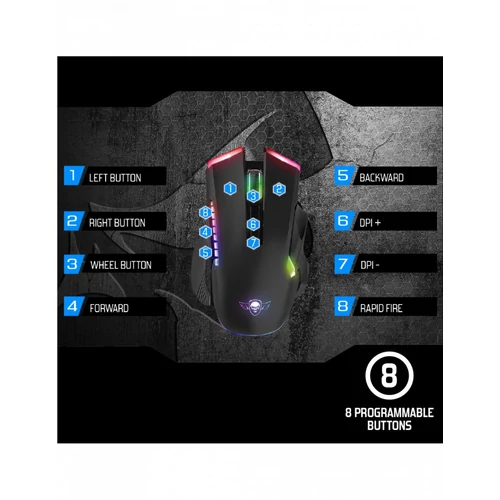 Spirit of Gamer ELITE-M70 4800DPI fekete vezeték nélküli gamer egér