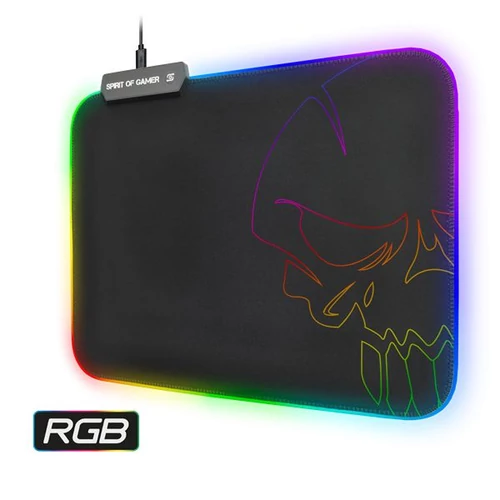 Spirit of Gamer Medium fekete RGB LED világító gamer egérpad
