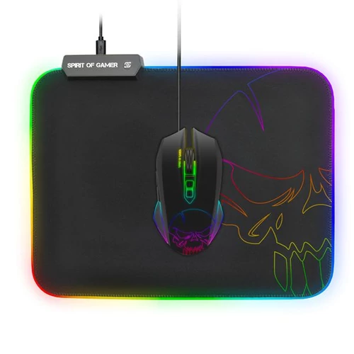 Spirit of Gamer Medium fekete RGB LED világító gamer egérpad