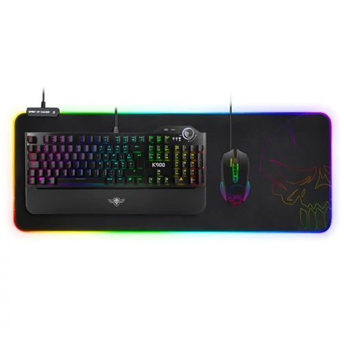 Spirit of Gamer Large fekete RGB LED világító gamer egérpad