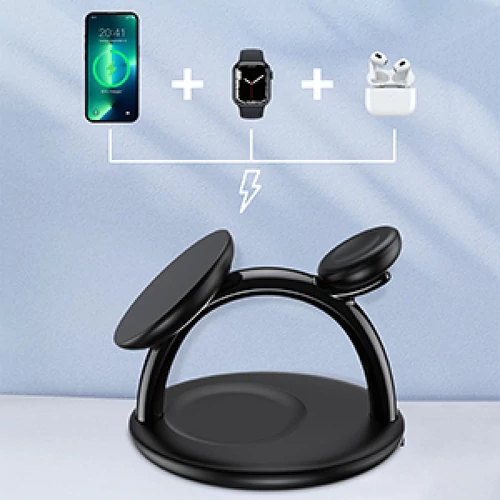 TÖLTŐ 3-1ben (Mágneses Wireless,fekete), Choetech