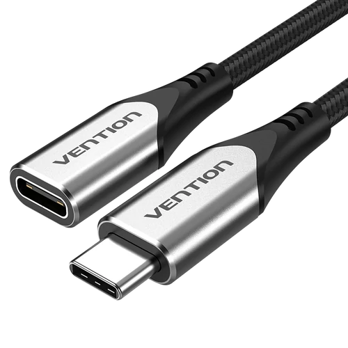 KÁBEL USB-C 3.1/M -> USB-C 3.1/F, 1m, (hoss,szöv), Vention