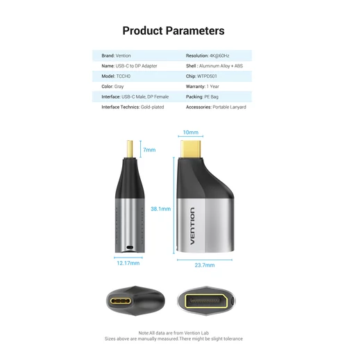 ADAPTER USB-C --> Displayport , Vention