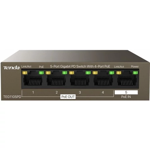 Tenda TEG1105PD 5port GbE LAN PoE (15,4W) switch