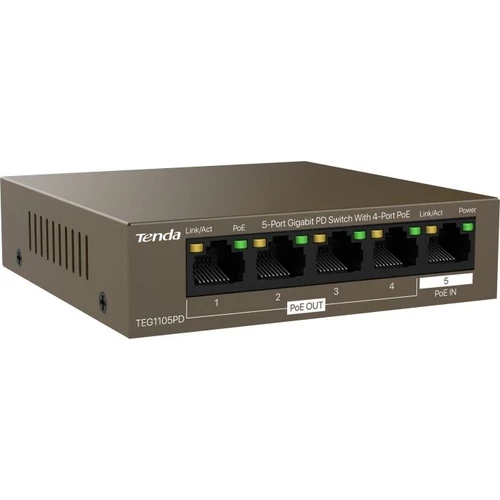 Tenda TEG1105PD 5port GbE LAN PoE (15,4W) switch