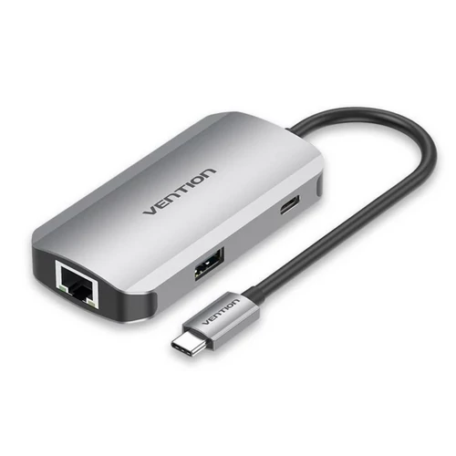 HUB USB-C -> USB3.0x3/RJ45/PD Hub, Vention