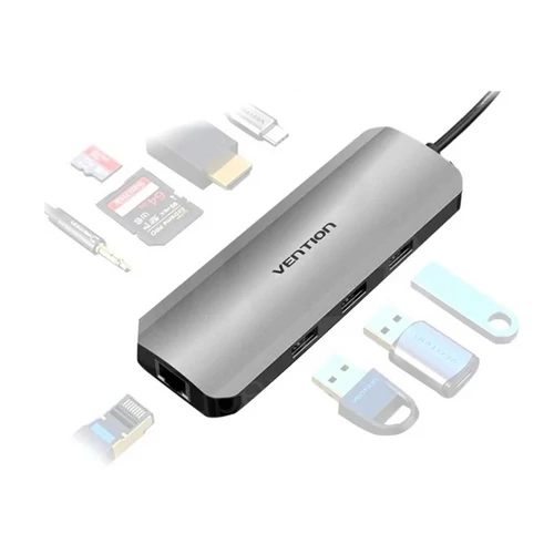 DOKKOLÓ USB-C -> HDMI/USB/RJ45/S, Vention