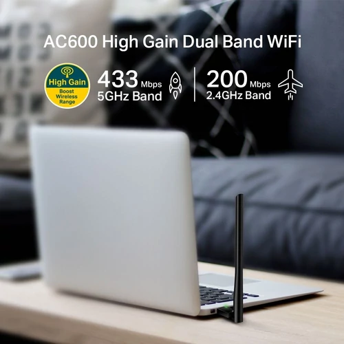 TP-Link Archer T2U Plus AC600 Vezeték nélküli Dual Band USB adapter