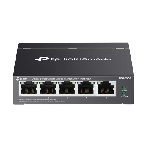 TP-Link DS105GP Omada 5x GbE LAN 4xPoE+ port nem menedzselhető asztali switch