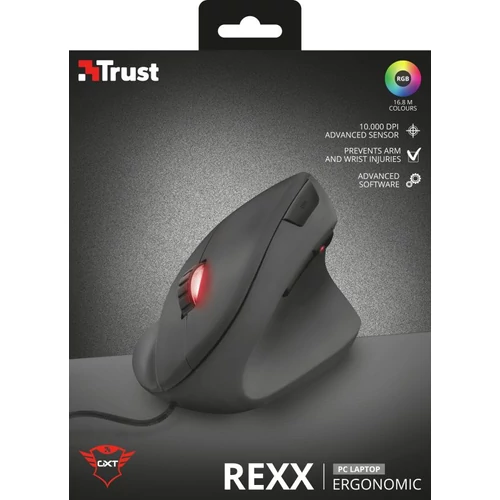 Trust GXT 144 Rexx Vertical fekete gamer egér