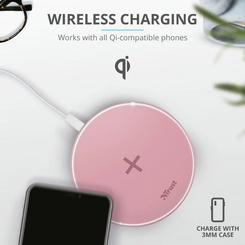 Trust Qylo Fast QI 7.5/10W wireless rózsaszín töltő