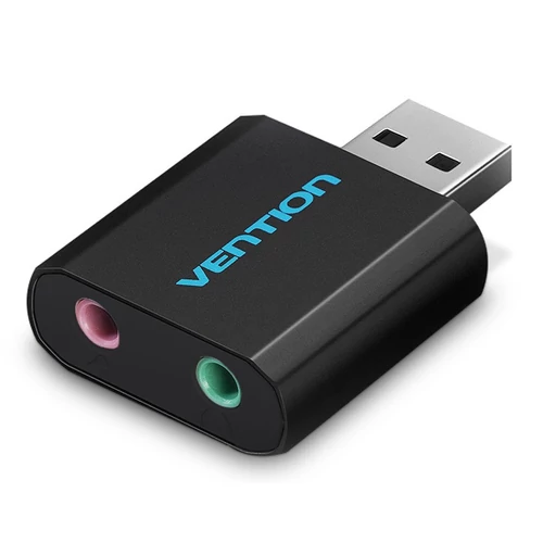 HANGKÁRTYA USB Külső (fém,fekete), Vention