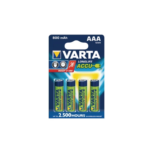 Tölthető elem, AAA mikro, 4x800 mAh, előtöltött, VARTA 