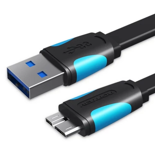 KÁBEL USB-A 3.0/M -> Micro USB-B,  0,5m,(lapos,fek) Vention