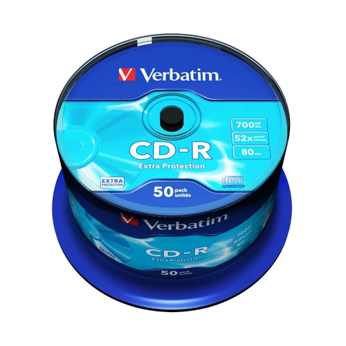 CD-R lemez, 700MB, 52x, 50 db, hengeren, VERBATIM 